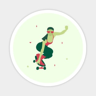 Green Skater Girl Magnet